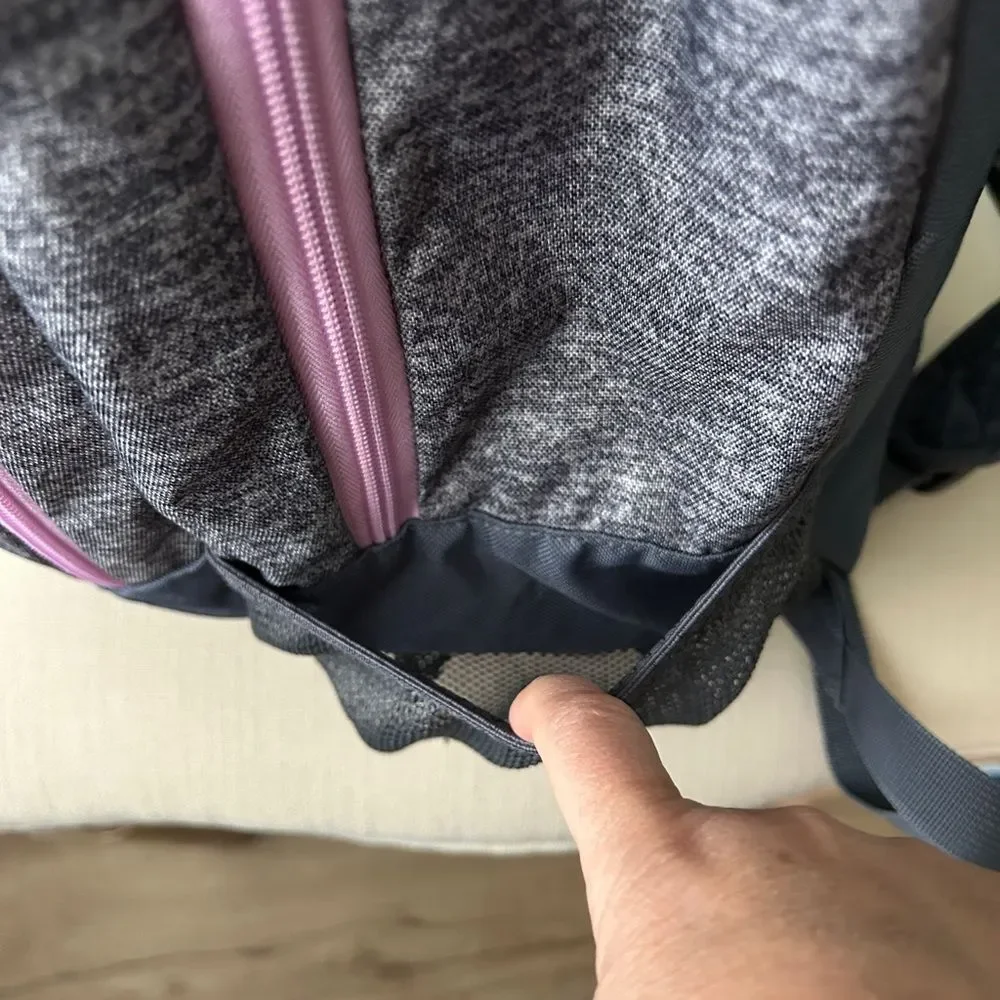 Adidas Gray Backpack with Pink Accents Extra Large Capacity Multiple Pockets